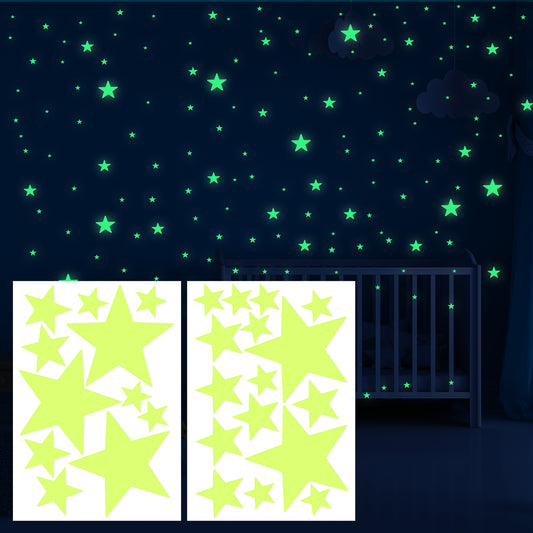 cobee 27 Pcs Glow in The Dark Stars Wall Stickers, Realistic Ceiling Stars for Ceiling, Large 3D Glowing Stars Wall Decor for Fantastic Wall Star Stickers Bedroom(L)