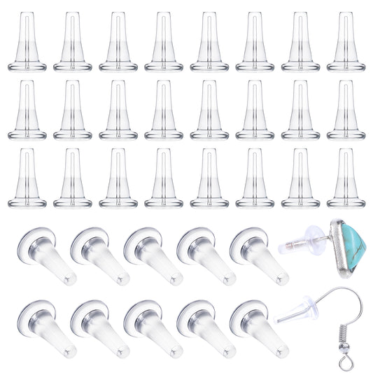simarro 100 Pcs Full-Cover Silicone Earring Backs for Studs, Earring Backs of Soft Clear Silicone, Hypoallergenic Silicone Ear Back, Replacement Parts for Stabilize Earrings and Studs Hoops Hooks