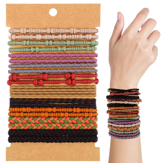 IANFAN 20 Pcs Boho Hair Ties, Elastic Hair Tie Bracelets for Men Women No Damage Boho Hairs Accessories for Thick, Medium, Long Hairs (4 Styles, 10 Colors)