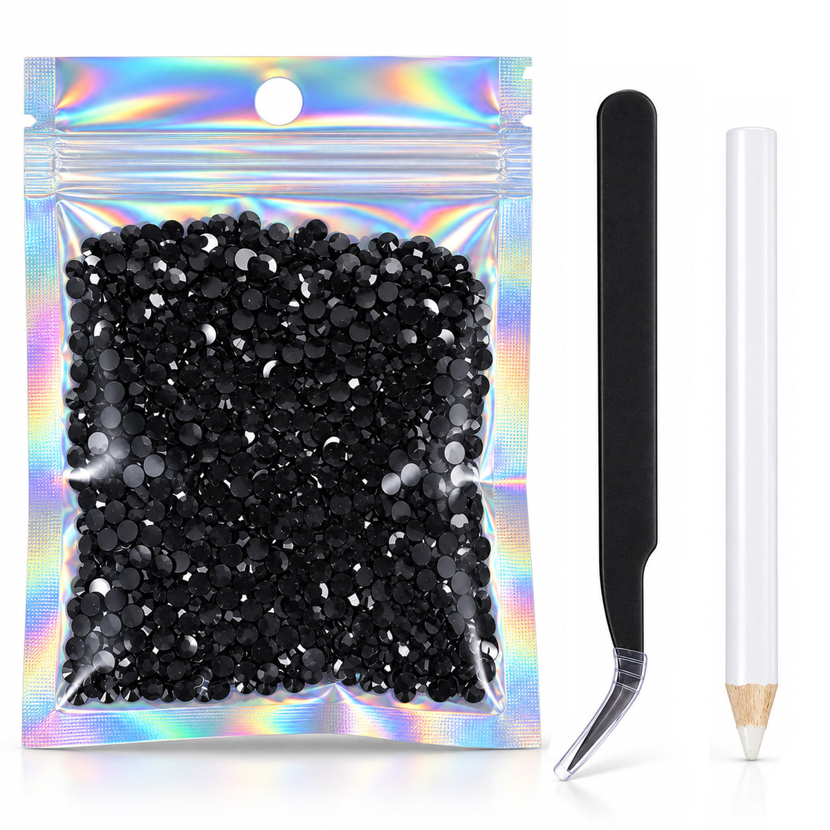 Molain 3000Pcs 4mm Black Rhinestones, Flatback Resin Gems for DIY Craft