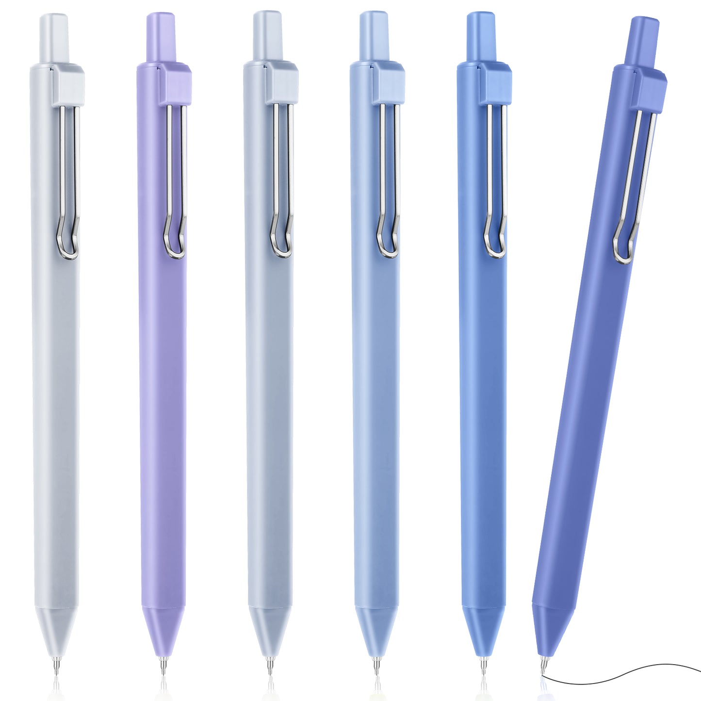 Molain Aesthetic Ballpoint Pens, 6 PCS 0.5mm Pens Black Ink Pens Retractable Gel Ink Pens Cute Ball Point Pen Fine Quick Drying Black Pastel Roller for School Office Gift Supplies (Blue)