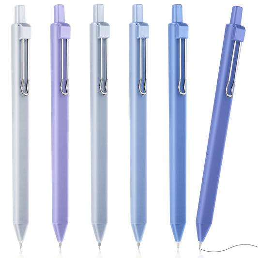 Molain Aesthetic Ballpoint Pens, 6 PCS 0.5mm Pens Black Ink Pens Retractable Gel Ink Pens Cute Ball Point Pen Fine Quick Drying Black Pastel Roller for School Office Gift Supplies (Blue)