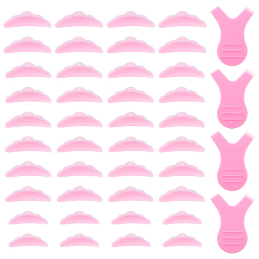 Giantree 44 Pcs Lash Lift Rods, Silicone Pads Eyelash Shields for Perm Curls Makeup Kits, 5 Size S/M/M1/M2/L Reusable Silicone Lash Lifting Pads and Y Shape Eyelash Brush for Curl Eyelash(Pink)