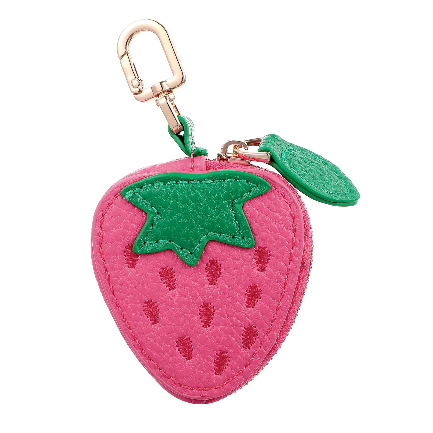 WJIAAA Strawberry Coin Purse Charm,Strawberry Fruit Bag Charm Cute Keychain Mini Pouch Mini Leather Coin Pouch Cute Fruit Bag Ornament for Women