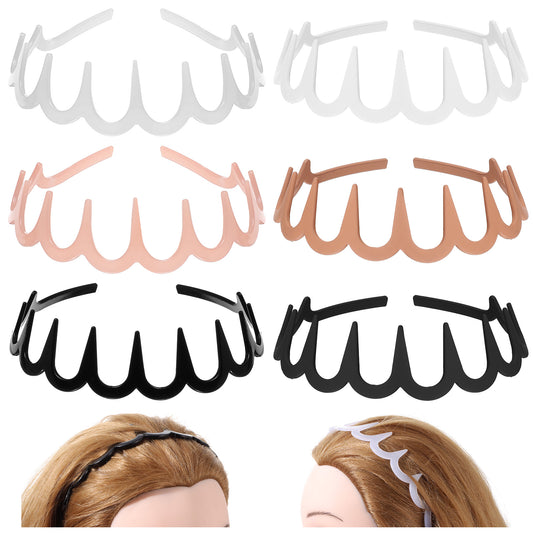 MBAIYO Zig Zag Headbands,6Pcs Trendy Zig Zag Wavy Headband With Teeth Sharks Tooth Hair Comb Headband Hoop Spiky Claw Headbands for Women