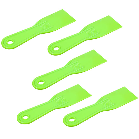 JIYIN 5 PCS Plastic Putty Knife, 2 Inch Flexible Plastic Paint Scraper Tool for Taping Drywall Wall Painting Putty Knife Set Plastic Spreader Spackle Tool for Spackling Patching (Green)