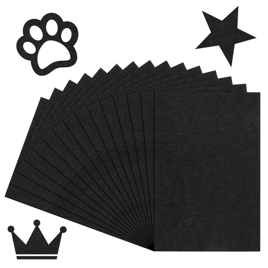 HJZHII 15 Pcs Black Felt Sheets, 11.8 x 7.87 Felt Fabric Sheets Soft Fabric Felts for Crafts Handcraft Sewing Quilting Patchwork DIY Holiday Decorations