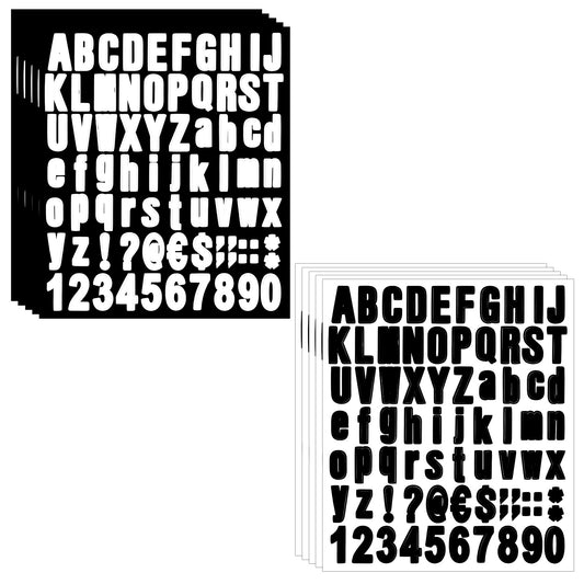 Giantree 810 Pcs Alphabet Stickers 10 Sheets Letter Stickers, 1" Self-Adhesive Number Alphabet Vinyl Stickers for Mailbox House Number Window Address Number Business Bulletin Scrapbooking(BLack+White)