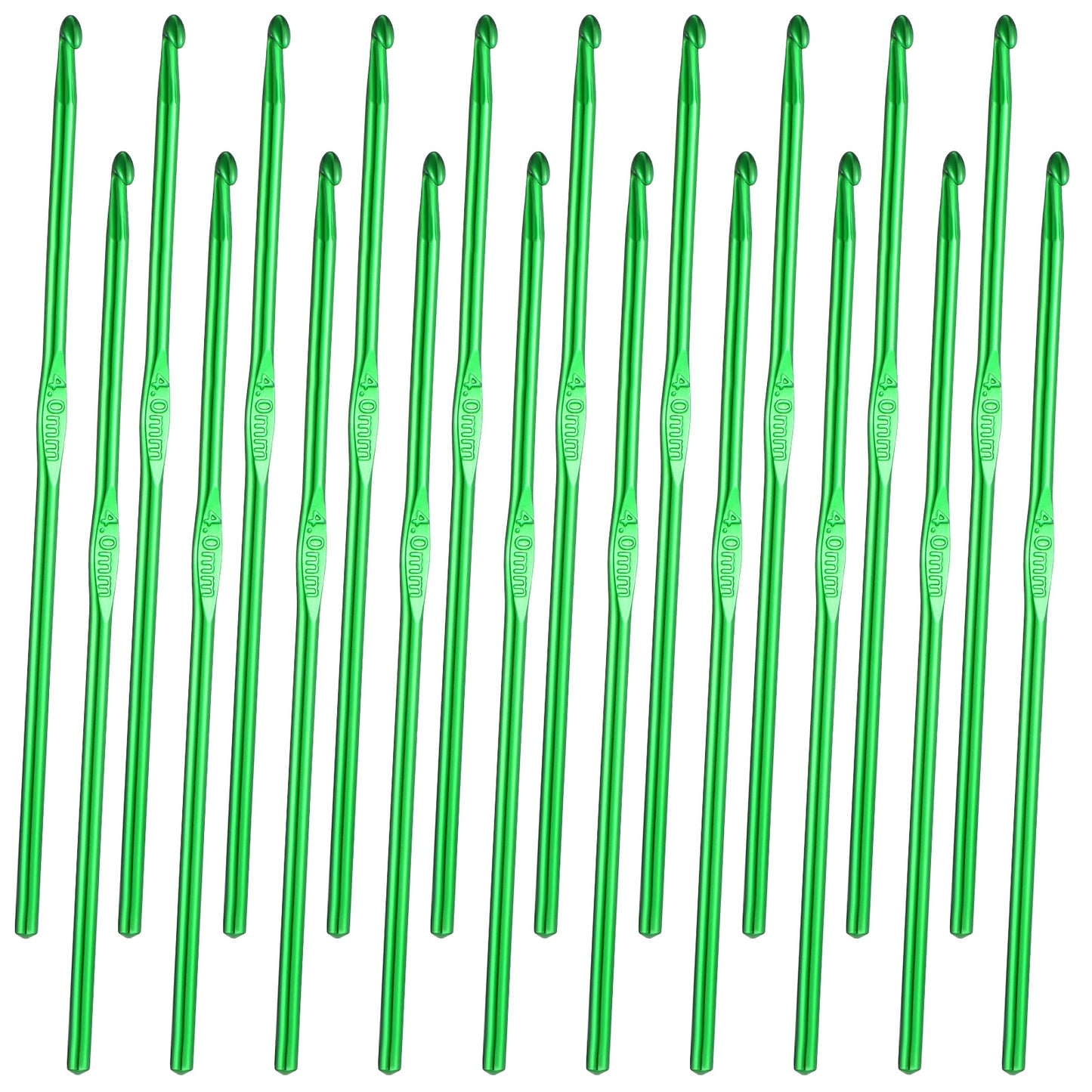Molain 20 Pcs 4mm Crochet Hooks, Green Aluminum Crochet Hooks Aluminum Knitting Needles with Markers for Chunky Yarn Beginners or Professionals