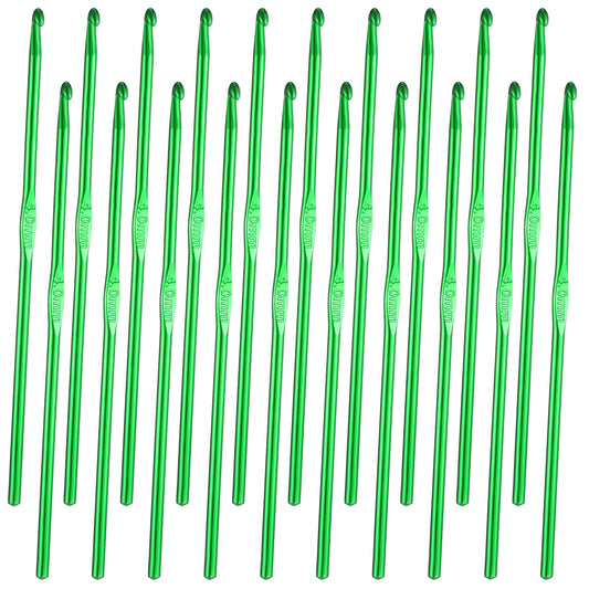 Molain 20 Pcs 4mm Crochet Hooks, Green Aluminum Crochet Hooks Aluminum Knitting Needles with Markers for Chunky Yarn Beginners or Professionals