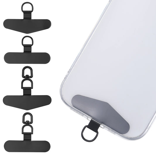 JIEYAO 4 Pack Metal Phone Tether Tab, Universal Phone Lanyard Patch, Heavy Duty Phone Strap Connector Cellphone Lanyard Pad Multifunctional Phone Accessories Compatible with Most Phone Cases(Black)