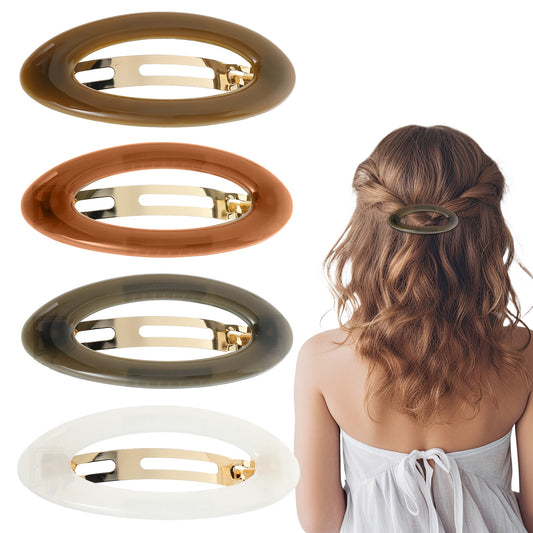 cobee 4 Pcs French Barrette Hair Clips, Matte Ellipse Large Hair Barrettes Fine Thin Hair, Banana Half Up Half Down Hair Clip for No Slip Grip Workouts Hairpins Chic Styling(Undertone)