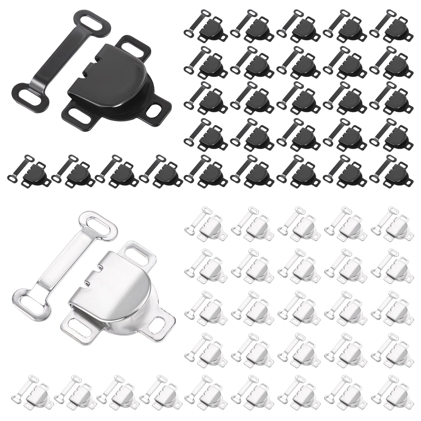 JIEYAO 60 Sets Stainless Steel Hooks and Eyes Closure for Trousers, Skirts, Dresses, Pants Sewing Silver and Black Hook and Bar Fasteners for Clothing DIY Crafting