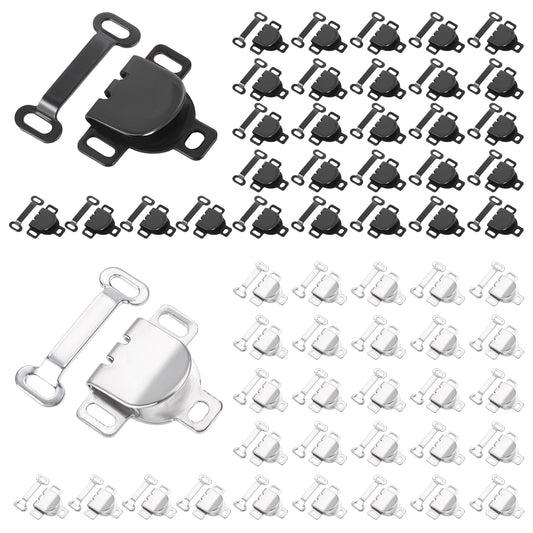JIEYAO 60 Sets Stainless Steel Hooks and Eyes Closure for Trousers, Skirts, Dresses, Pants Sewing Silver and Black Hook and Bar Fasteners for Clothing DIY Crafting