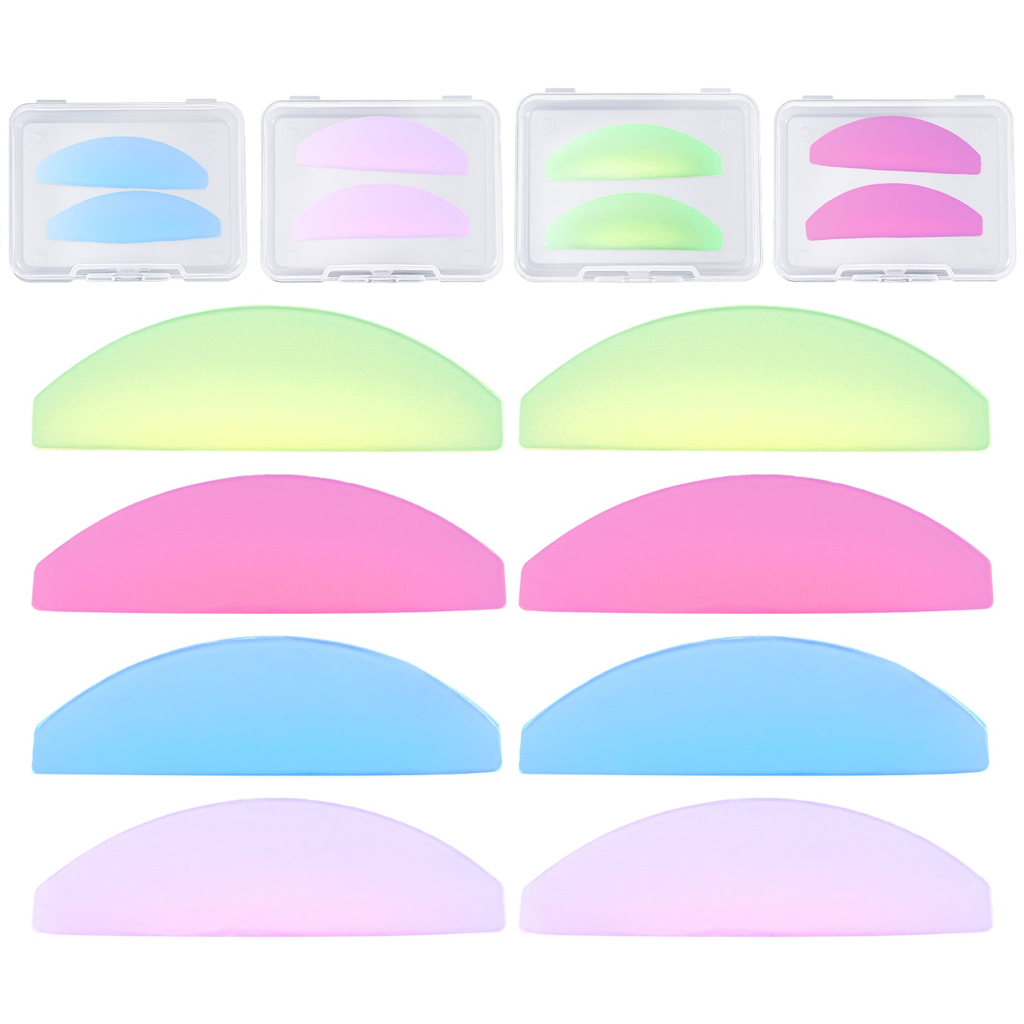 Amaxiu 8 Pcs Flat Lash Lift Shields, Korean Lash Lift Pads Ultra-Thin Lifts Shields Eyelashes Glueless Pad Self Adhesive Reusable Lashes for Salon Perming Glueless Softening Pads (4 Pairs)