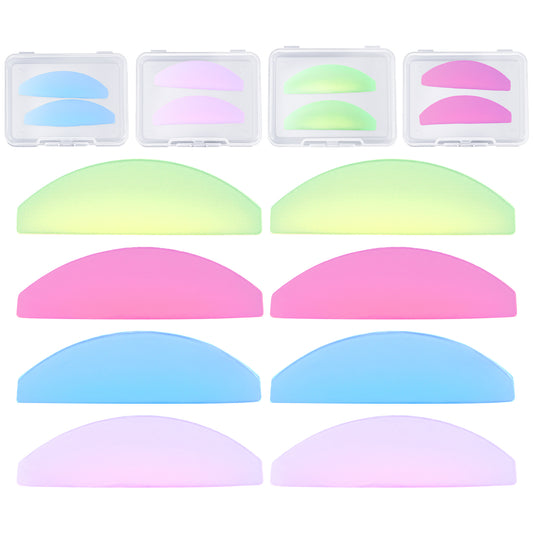 Amaxiu 8 Pcs Flat Lash Lift Shields, Korean Lash Lift Pads Ultra-Thin Lifts Shields Eyelashes Glueless Pad Self Adhesive Reusable Lashes for Salon Perming Glueless Softening Pads (4 Pairs)