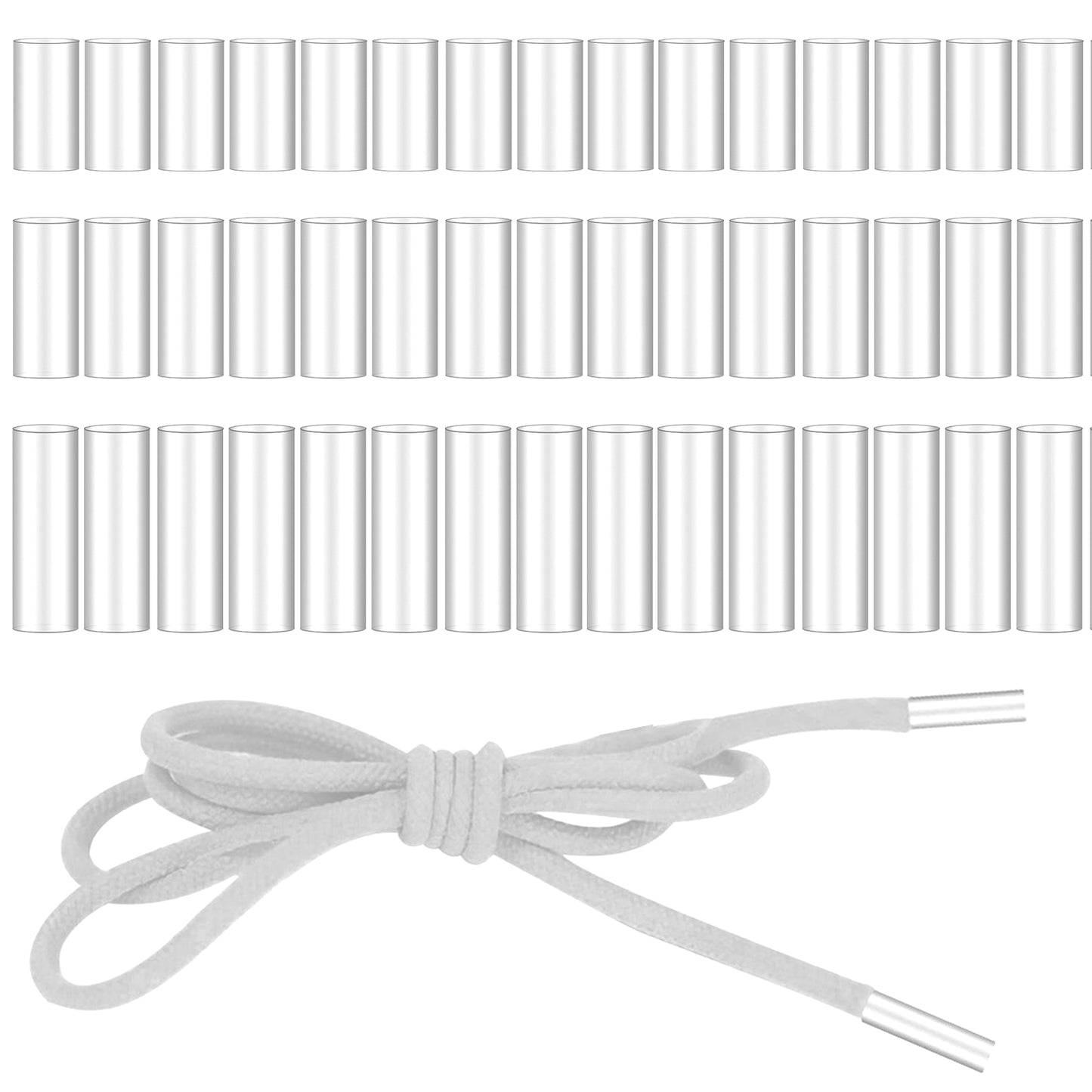 Yuanchu 50Pcs Transparent Shoe Laces Rope Head Shrink Tubing, Sneaker Shoelace Heat Shrink Tubing Aglets Shoe Lace Clips