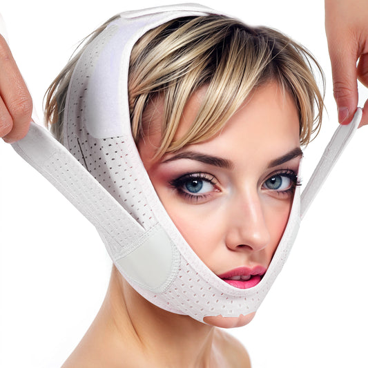 BOHUIZ Reusable V-Line Lifting Mask ChinStrap, Adjustable Chin Strap for Sleeping V Line Face Strap Face Slimming Chin Strap for Women and Men Shaped Face Mask for Sagging(White)