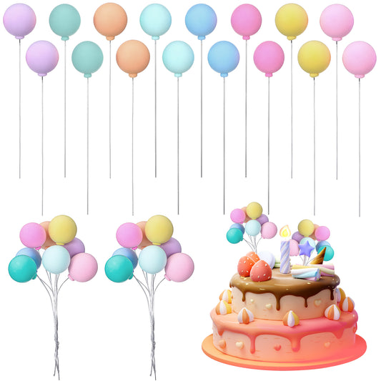 Cobee 16 Pcs Balloon Cake Topper, Multicolor Foam Ball Cake Decorations