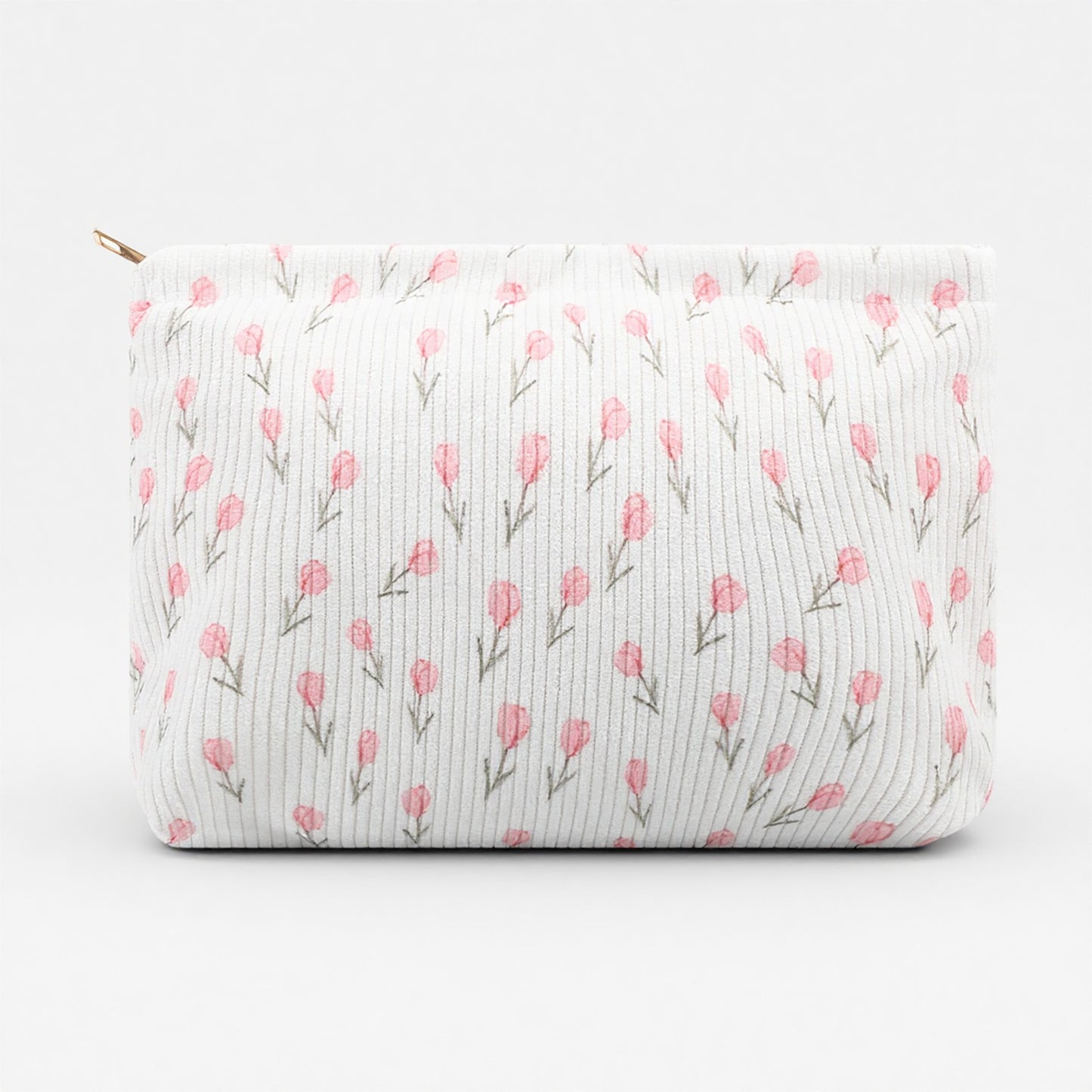 Molain Small Floral Canvas Cosmetic Bag for Women, Corduroy Makeup Toiletry Pouch with Metal Zipper Portable Travel Travel Make up Wash Bag Gift for Girls Women