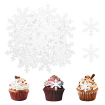Giantree 50 Pcs Edible Snowflakes Cake Toppers, White Edible Snowflakes Cupcake Toppers, Wafer Paper Snowflake Cake Sprinkles for Christmas Winter Holiday Frozen Theme Party Supplies(White)