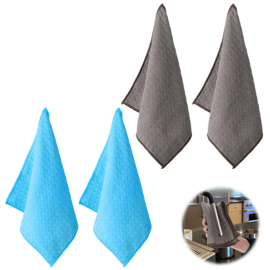HJZHII 4 Pack Barista Microfiber Cloths, 12" x 12" Coffee Machine Cleaning Towels Reusable Washable Kitchen Towel Accessories for Espresso Cafe Bar Countertop Steam Wand Milk Frothers Drying Dishes