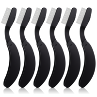 MBAIYO 6 Packs Foldable Eyelash Comb Separator, Folding Lash Comb Eyebrow Mascara Applicator Stainless Steel Teeth Lash & Brow Brush for Clump-Free Mascara Professional Makeup Tool(Black)