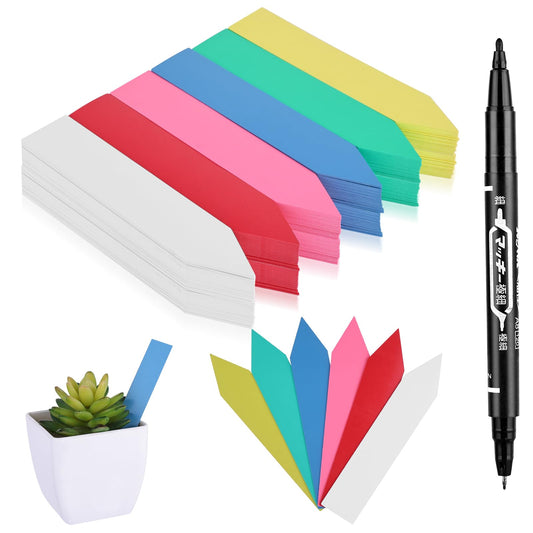Bewudy 150Pcs Plant Labels for Outdoor Plants, Plant Labels Plastic with Marker Pen, Re-Usable Recyclable Plant Tags Garden Labels with Easy Write Surfaces Plant Label Marker