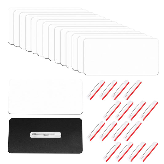 cobee 16 Pcs Name Tag Pins, Square DIY Blank ID Badges, Plastic Name Tag Identification Badges with Pins for Custom People Tags in Retail Stores, Restaurants, and Offices