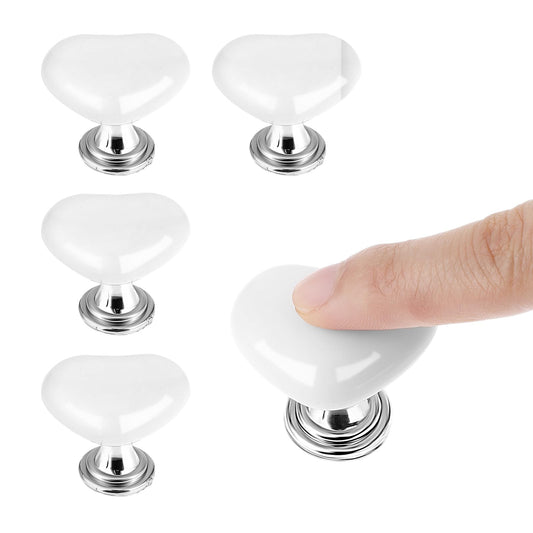 cobee 5PCS Toilet Tank Button Aid, Love Heart Shaped Toilet Push Button Topper White Toilet Button Pusher Toilet Flush Button Helper for Women Long Nail Manicures