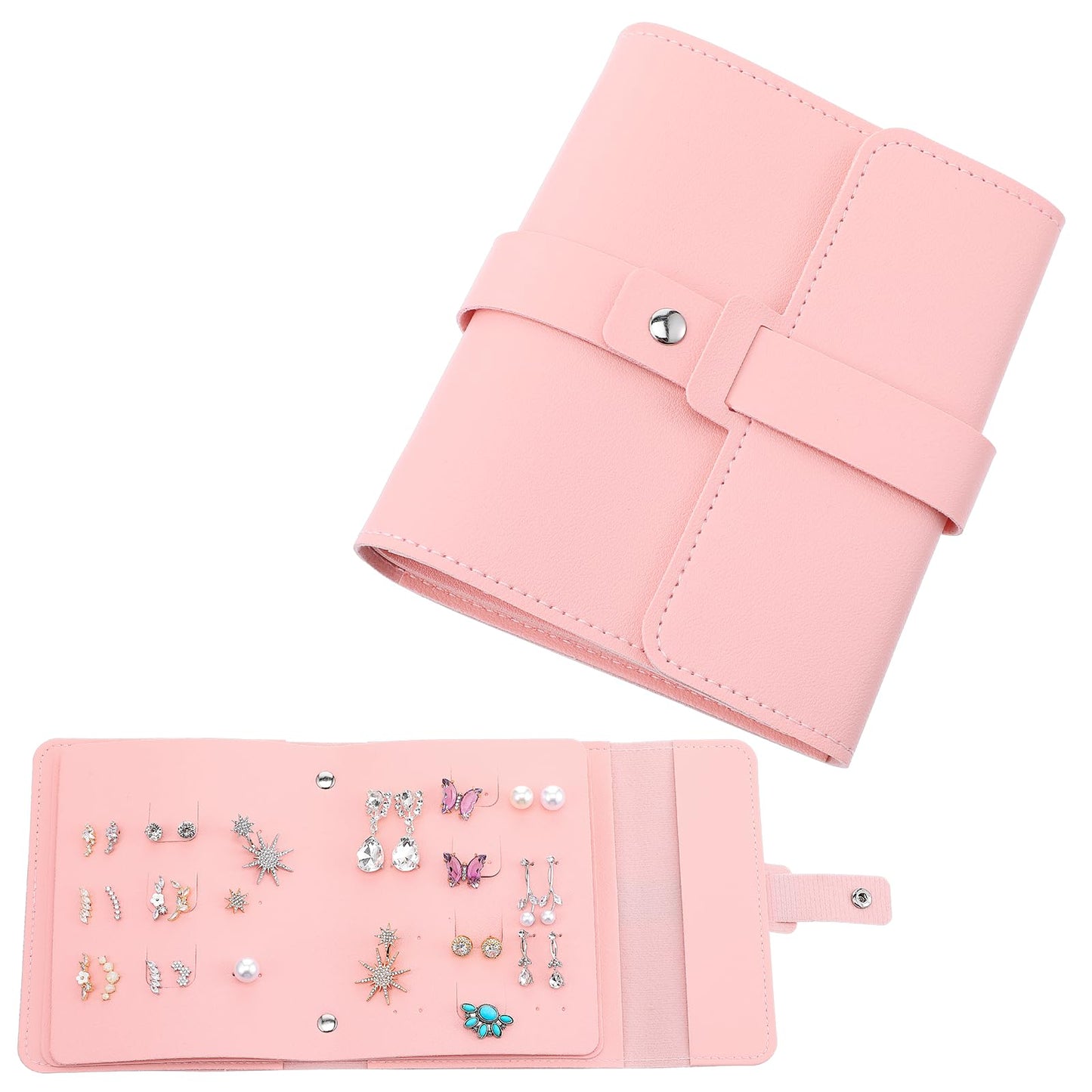 Yuanchu Earring Storage, Earring Book Organiser, Travel PU Earring Case, Earrings Folder, Holds 42 Pairs of Stud Earrings, Portable Jewellery Organiser, Jewellery Box for Girls, Women, Ladies