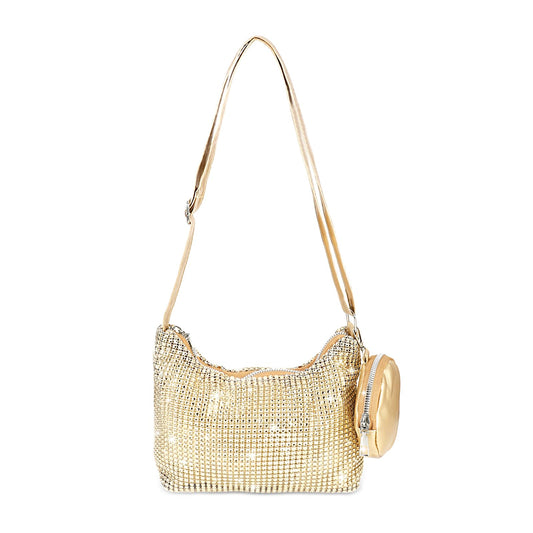 Giantree Evening Clutch Bag for Women, Rhinestone Women's Evening Bag with Mini Purse, Sparkly Clutch Purse Cross Body Handbags for Party Wedding Cocktail Prom Club (Gold)