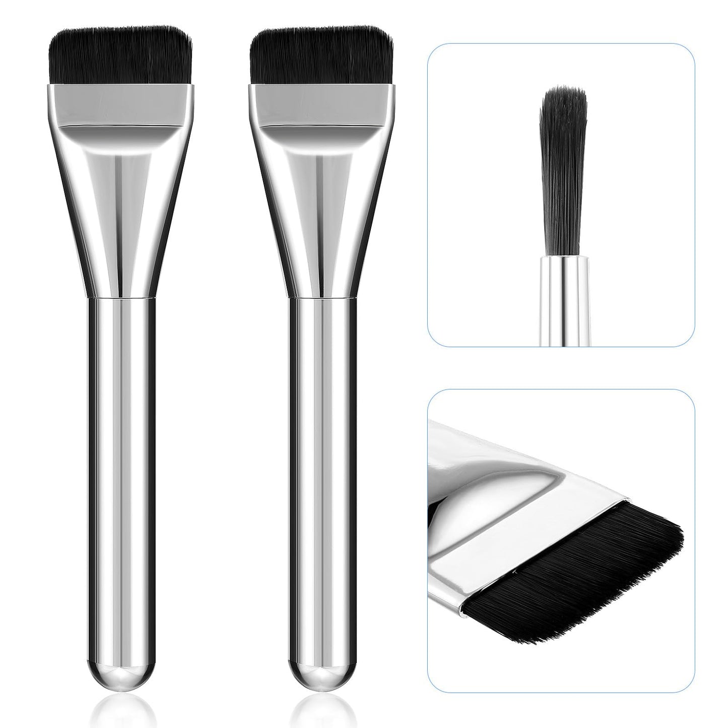 Amaxiu 2 Pcs Flat Foundation Brush for Makeup, Foundation Brush for Liquid Make Up Concealer Brush Foundation Contour Brushes for Blending Liquid Cream, Mineral Makeup, Concealer Highlighting