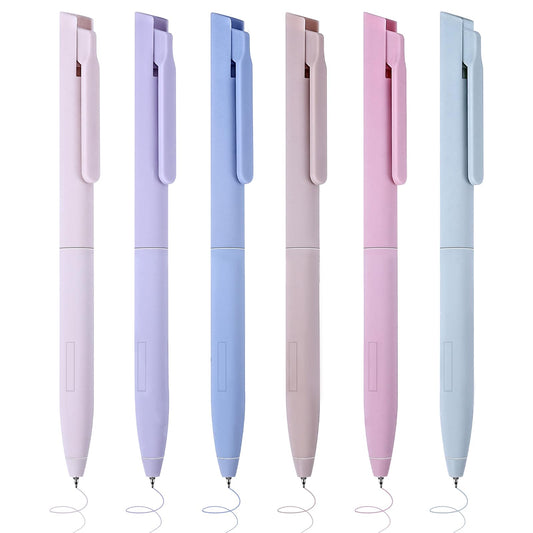 cobee 6 Pack Colored Ink Gel Pens, Retractable Rollerball Pens, Morandi Color Writing Pens, 0.5mm Fine Point, Quick Dry, Smooth Writing Rollerball Journaling Pens for Home Office School Supplies