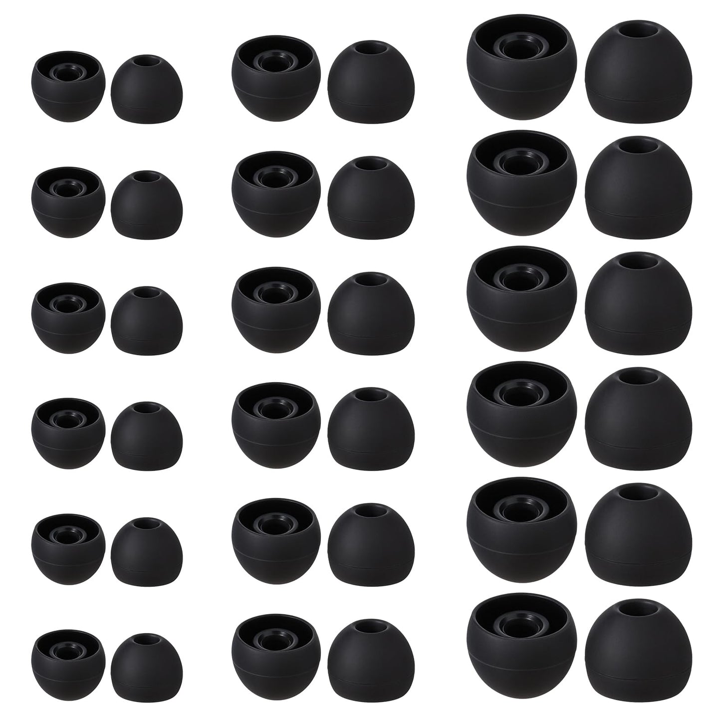 Giantree 18 Pairs Silicone Earbud Replacement Tips, S/M/L Sizes Earbud Ear Tips Replacement Ear Bud Covers Fit Most in-Ear for Earbuds(Black)