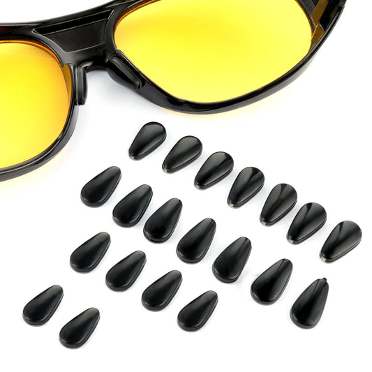 Jeffdad 10 Pairs Eyeglass Nose Pads for Glasses, Silicone Eyeglass Nose Pads with Airbag, Adhesive Nose Pads for Plastic Frames Sunglasses Reading Glasses (Black)
