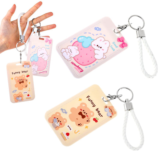 AOZUO Pack of 2 Kpop Photocard Holder, Photocard Holder with Key Ring, Kpop Photo Card Holder, Kpop Idol Banquet Case Holder with Pendant, Key Ring, Student Bus Card, Protective Photo Sleeves