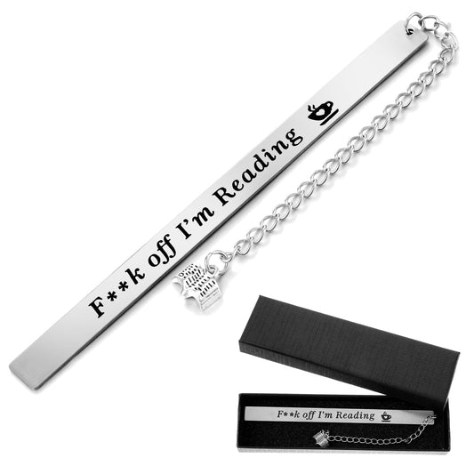 AOZUO Funny Bookmark Gift, Metal Bookmark Dark Romance Bookmark with Scale Ruler Reader Bookmark with Tassels Pendant Exquisite Gift Box for Book Lovers (Silver)