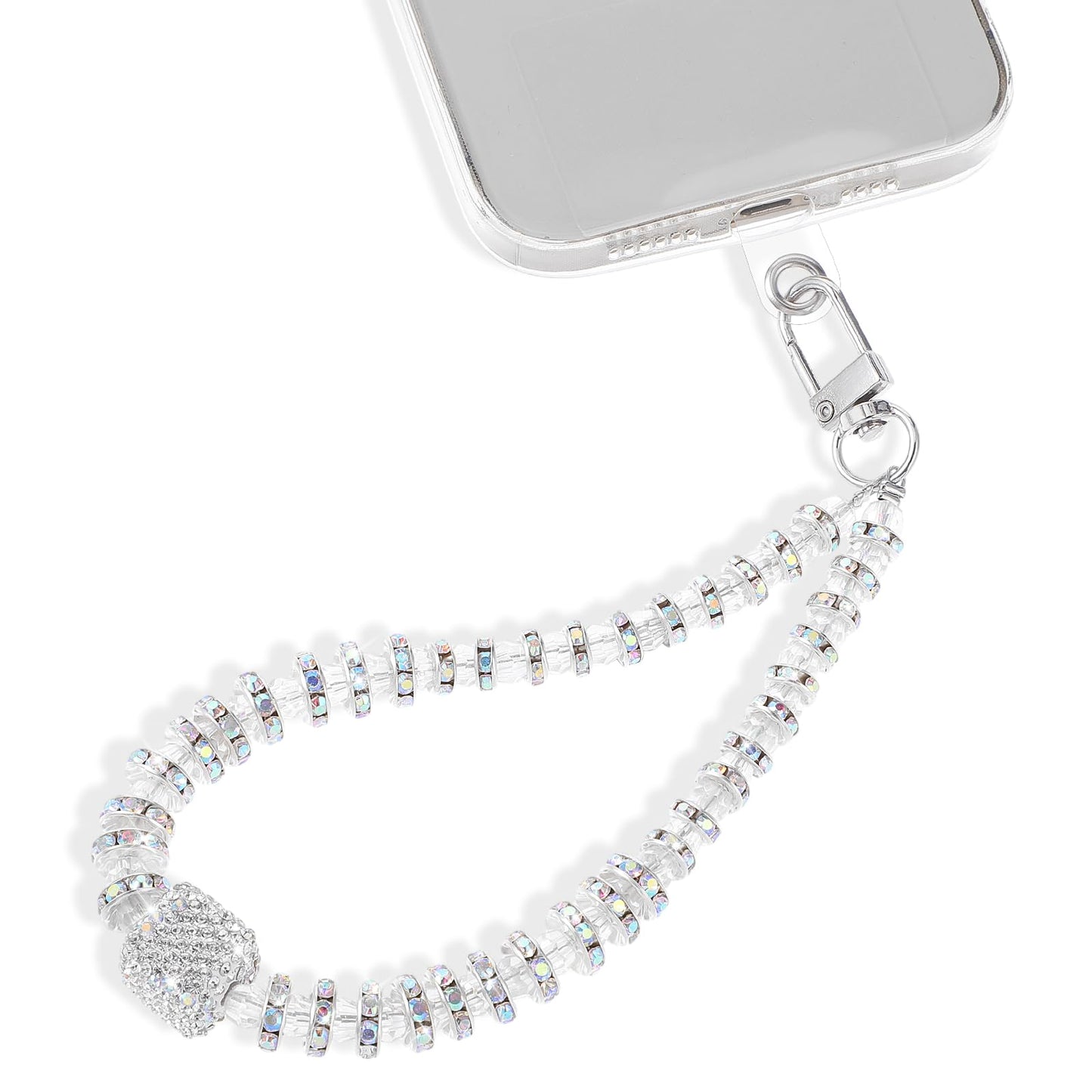 Andibro Shiny Phone Charm, Detachable Cell Phone Lanyard Beaded Phone Wrist Strap Lanyard Phone Chain Wrist Strap String Bracelet Keychain for Girls Women Cell Phone Accessories(B)