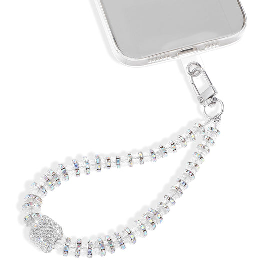 Andibro Shiny Phone Charm, Detachable Cell Phone Lanyard Beaded Phone Wrist Strap Lanyard Phone Chain Wrist Strap String Bracelet Keychain for Girls Women Cell Phone Accessories(B)