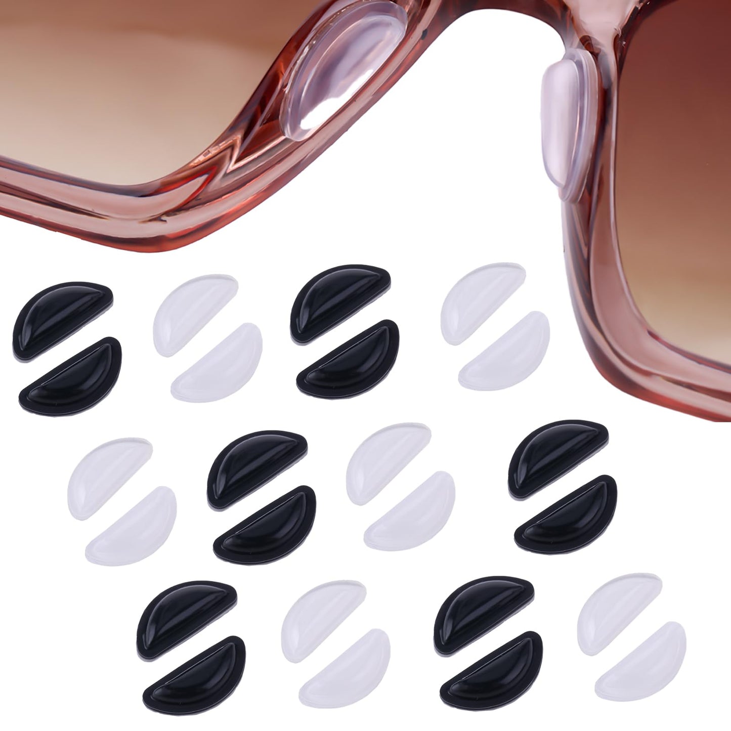 simarro 12 Pairs Eyeglass Nose Pads for Glasses, 3.5mm Thickness Adhesive Anti Slip Eyeglasses Nose Grips with Airbag, Silicone Nosepads for Eyeglasses Sunglasses Reading Glasses
