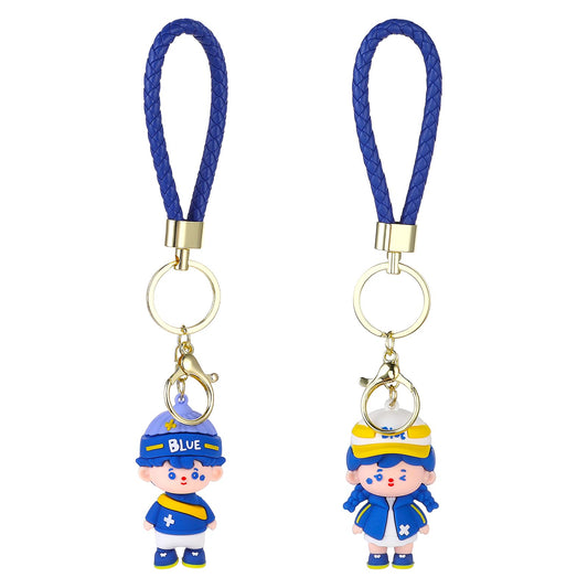 Bewudy 2 Pcs Cartoon Couple Doll Keychain Kawaii Backpack Charms Cute Keychains for Women Men with Metal Key Ring Couple Pendant Key Chains for Backpacks Girl Boy Couple Gifts Car Bag
