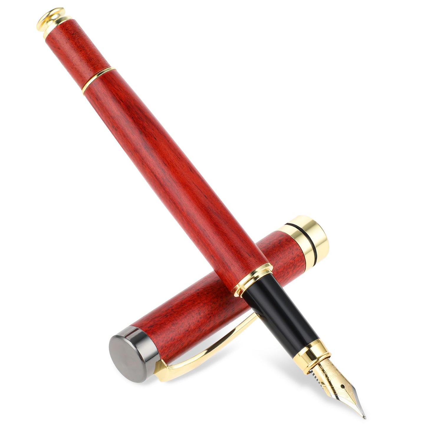 cobee Natural Wood Fountain Pens, luxury Fountain Pen 0.7mm Fine Point Pen Fancy Vintage Fountain Pen Business Pen Smooth Writing for Journaling Calligraphy Gift Supplies(Red)