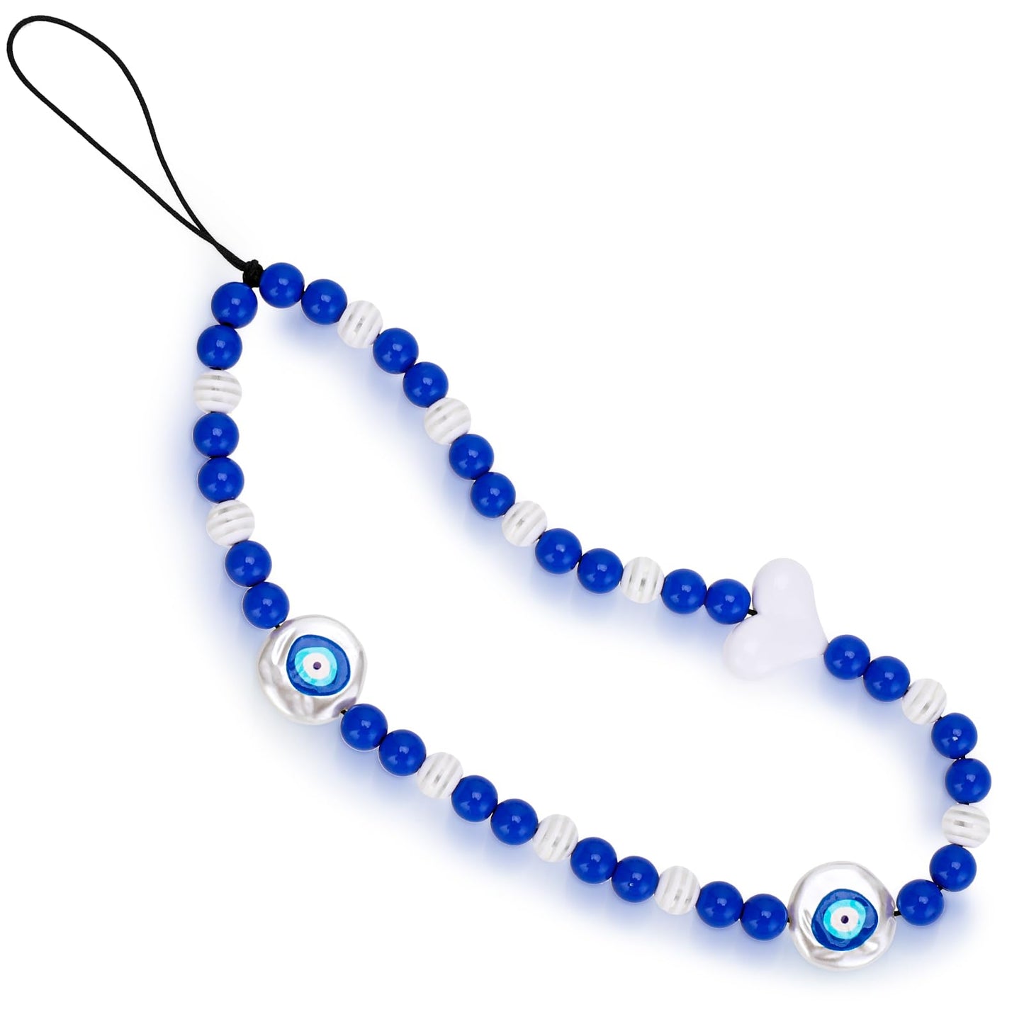 TIESOME Evil Eye Phone Lanyard, Beaded Phone Charm Wrist Strap Phone Chain Strap Keychain for Men Women Cell Phone String Strap (22 cm)