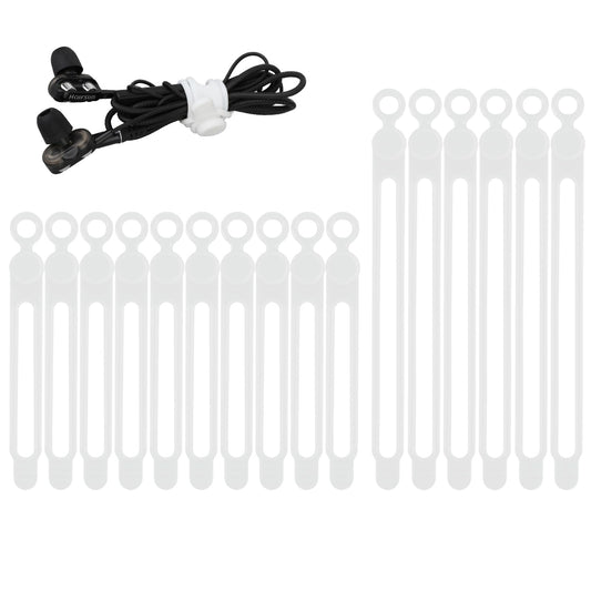 Molain Silicone Cable Ties, 16Pcs Reusable Cable Management Organizer Adjustable Cable Straps Elastic Cord Ties for Charging Cords Earphone Computer Wire Desk Travel Accessories(White)