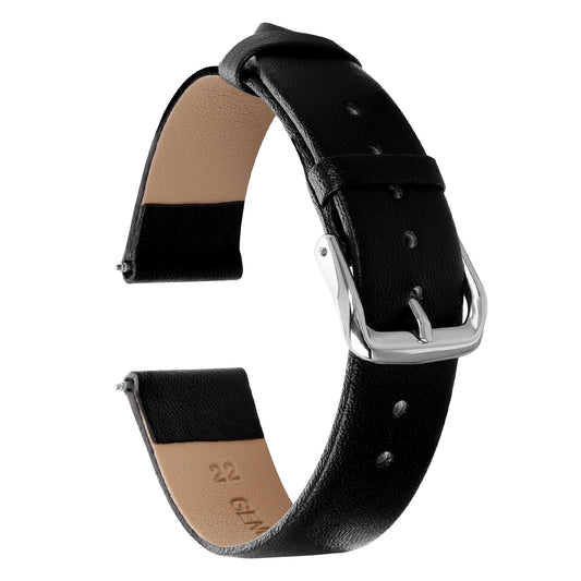 Amaxiu Vintage Leather Watch Band, Soft Calfskin Watch Strap Quick Release Universal Replacement Watchbands with Stainless Steel Silver Buckle 18mm 20mm 22mm for Men Women(20mm, Black)