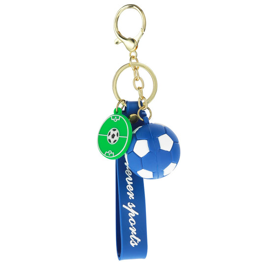 Giantree Soccer Keychain for Boys, Inspirational Silicone Key Rings Football Keychains for Sports Fan Party Favors Simulation Football Car Keychain Backpack Accessories Gift(Blue)