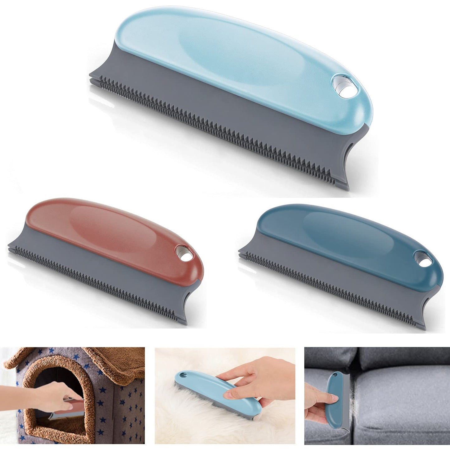 Molain Pet Hair Remover Brush, Dog Hair Remover for Carpet, Clothes, Furniture, Sofa, Cars, Lint Remover Pet Hair,Cat Hair Remover Comb,Rubber Brush for Pet Hair, Dog Hair Removal Products (3 Colors)