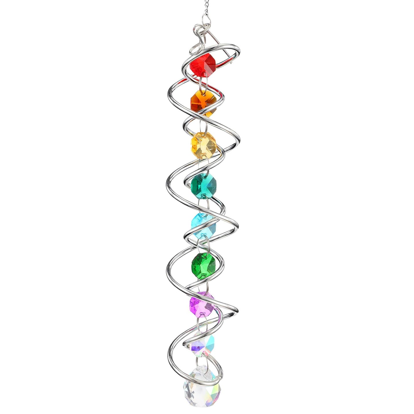 WJIAAA Crystal Suncatcher with Spiral Tail, 41 cm Wind Chimes for Outdoor Hanging, Sun Catcher Window for Garden Window Party Decoration Gifts