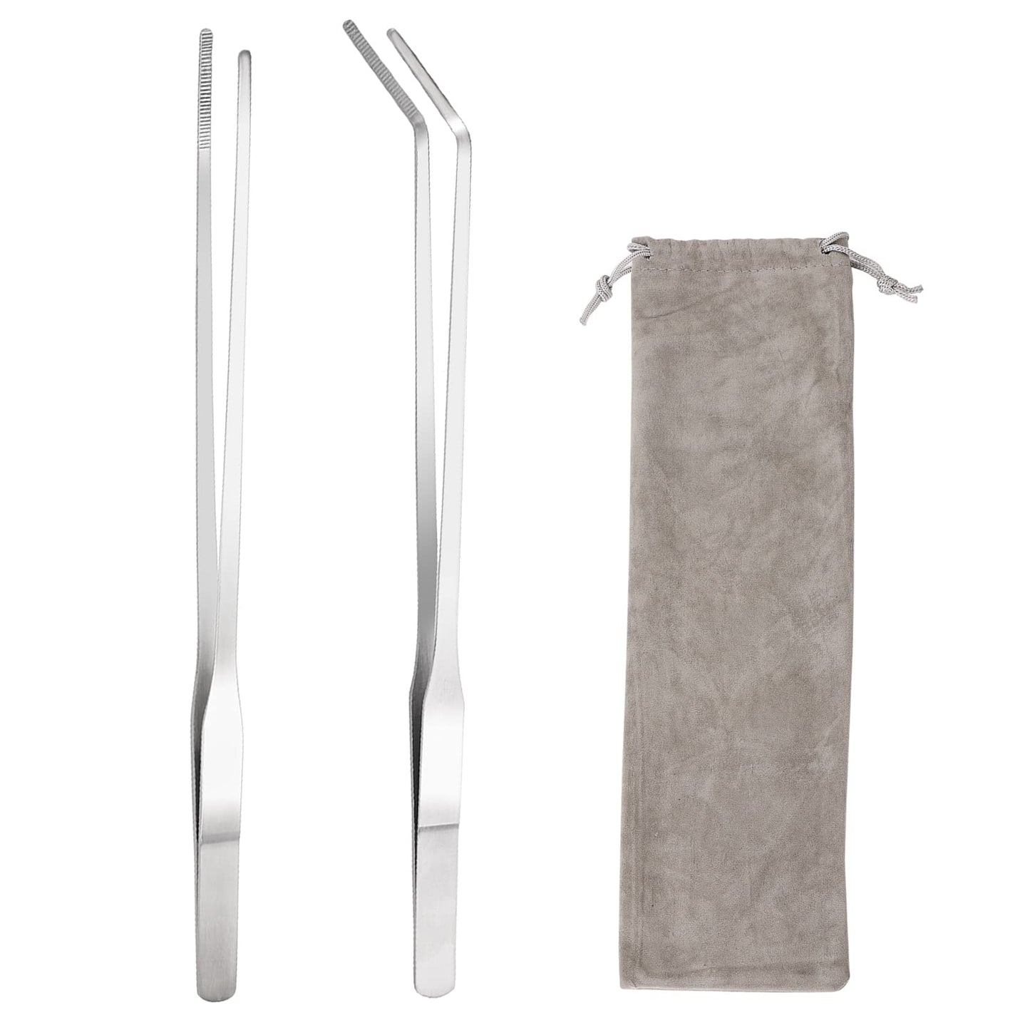 cobee Stainless Steel Aquarium Tweezers Set, 2pcs Straight and Curved Tweezers, Feeding Tongs, for Fish Tank Plant Aquascape Tools, Fresh and Sea Water(27cm)